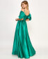 Juniors' Off the Shoulder Satin Puff-Sleeve Sweetheart Gown