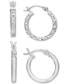ფოტო #1 პროდუქტის 2-Pc. Set Polished & Textured Hoop Earrings in Sterling Silver, Created for Macy's
