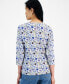 Фото #2 товара Women's Printed 3/4 Sleeve V-Neck Top, Created for Macy's