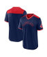 ფოტო #1 პროდუქტის Men's Navy, Red Cleveland Indians Cooperstown Collection True Classics Walk-Off V-Neck T-shirt