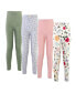 ფოტო #1 პროდუქტის Baby Girls Baby Youth Organic Cotton Leggings 4pk, Flutter Garden