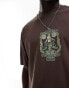 Фото #3 товара ASOS DESIGN oversized t-shirt in brown with emblem chest print