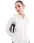 ASOS DESIGN long sleeve fitted shirt in white