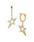 Small Hoop with Star Drop Earring in Silver-Tone Brass