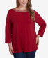 Фото #1 товара Plus Size Micro Chain Embellished Solid Crepe Knit Top with Side Slits