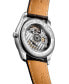 ფოტო #3 პროდუქტის Men's Swiss Automatic Master Brown Leather Strap Watch 40mm