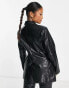 Фото #4 товара ASOS DESIGN Petite fitted leather look blazer in black