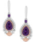 ფოტო #1 პროდუქტის Enchanted Disney Amethyst (2 ct. t.w.) & Diamond (1/7 ct. t.w.) Ariel Drop Earrings in Sterling Silver & 14k Rose Gold