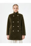 Фото #3 товара Пальто Koton Kaşe Coat Gold Buttoned V-Neck &