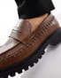 Truffle Collection woven chunky penny loafers in brown