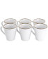 Gold-Tone Trim Alejandro 6 Piece Stoneware Mug Set, Service for 6
