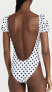 CAROLINE CONSTAS 285511 Women's One Piece Swimsuit, White Polka Dot, Size MD