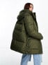 New Look mid length utility puffer coat in khaki