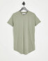 Topman longline t-shirt in khaki