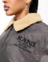 Фото #4 товара Karl Kani retro aviator bomber jacket in grey with contrast borg collar