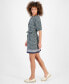 Фото #3 товара Women's Foulard-Print Linen-Blend Puff-Sleeve Shirtdress
