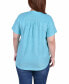 ფოტო #2 პროდუქტის Plus Size Short Sleeve Y-Neck Jacquard Knit Top