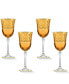 Amber Color Red Wine Goblet with Gold-Tone Rings, Set of 4