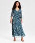 ფოტო #1 პროდუქტის Petite 3/4-Sleeve Faux-Wrap Maxi Dress