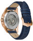 ფოტო #3 პროდუქტის Men's Automatic Classic Sutton Blue Leather Strap Watch 46mm