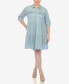 Фото #5 товара Plus Size Long Sleeve Tiered Midi Shirt Dress