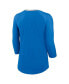 ფოტო #3 პროდუქტის Women's Blue Detroit Lions Raglan 3/4 Sleeve T-Shirt