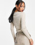 Фото #4 товара ASOS DESIGN long sleeve scoop neck rib top in oatmeal marl