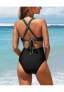 Women's One Piece Swimsuit Colorblock Wrapped Crisscross Bathing Suit