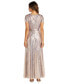 Фото #2 товара Women's Sequin Embellished Short-Sleeve Gown