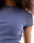 Фото #6 товара Miss Selfridge short sleeve ribbed lettuce edge t-shirt in washed indigo