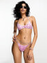 Фото #1 товара Weekday Deep tanga bikini bottom in pink ripple print exclusive to ASOS