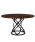 Round Dining Table for 4, 47-Inch Dinner Table Circle Kitchen Table with Metal Base, Wood Dining Room Table Cofee Table for Kitchen, Restaurant, Cafe, Walnut and Black