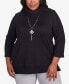 Фото #5 товара Plus Size Drama Queen Solid Cowl Neck Top with Necklace