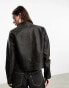 Фото #3 товара ONLY faux leather bomber jacket in washed black