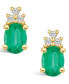 Emerald (2-3/8 Ct. t.w.) and Diamond (1/5 Ct. t.w.) Stud Earrings