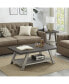 Contemporary 3-Piece Wood Shelf Coffee Table Set in Weathered Walnut and Gray