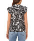 ფოტო #2 პროდუქტის Women's Printed Split Neck Flutter Sleeve Top