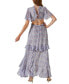 ფოტო #2 პროდუქტის Cherli Ruffled Lace-Up Cutout-Back Maxi Dress