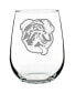 English Bulldog Face Bulldog Dog Gifts Stem Less Wine Glass, 17 oz