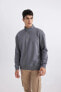 Comfort Fit Dik Yaka Kalın Kumaş Sweatshirt X7405az24sp