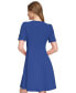 ფოტო #2 პროდუქტის Women's Button-Detail Short-Sleeved Fit & Flare Dress