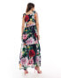 Hope & Ivy tie shoulder maxi dress in dark base floral