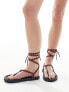 Фото #1 товара ASOS DESIGN Fillipa rope-tie flat sandals in red and navy