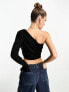 Фото #2 товара Threadbare Heidi one shoulder crop top in black