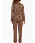 ფოტო #2 პროდუქტის Women's Chiya Modal Leopard Pajama Pant Set with Button Down Collar, 2 Piece