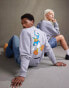 ASOS DESIGN Disney unisex oversized sweatshirt with Donald Duck prints in grey marl