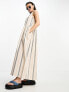 Фото #7 товара Selected Femme smock maxi dress in beige stripe