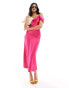 Фото #1 товара Style Cheat cold shoulder satin maxi dress in hot pink