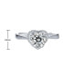 Фото #2 товара Sterling Silver White Gold Plated with 1.4ctw Round Lab Created Moissanite Heart Pave Promise Engagement Anniversary Adjustable Ring