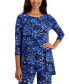 Women's 3/4 Sleeve Knit Dressing Printed Swing Top, Created for Macy's